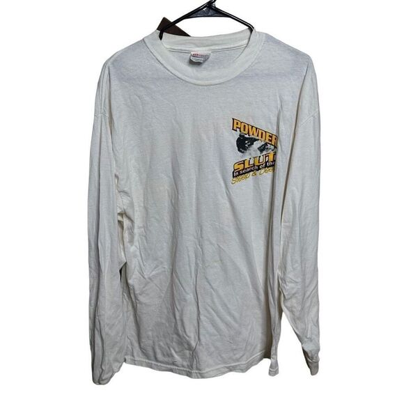 Y2K “POWDER $LUT” Snowboard Long Sleeve Shirt Large - Picture 1 of 3